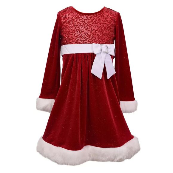 Bonnie Jean NWT Size 4 Girl Red White Santa Dress‎ Christmas Sequin Sparkle - Picture 1 of 1